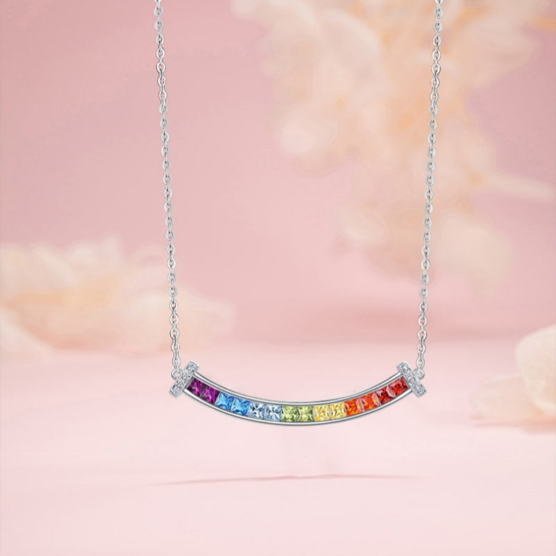 Rainbow Smile Silver Necklace-A Little Everyday Joy