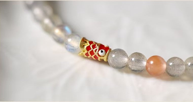 Wealth Koi Fish Moon Stone Bracelet-Prosperity Luck
