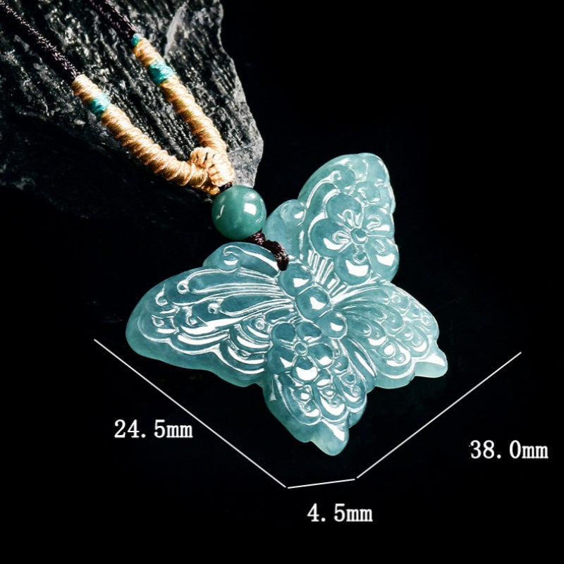 Love Blessing Butterfly Jade Pendant Necklace– Symbol of Longevity & Eternal Love