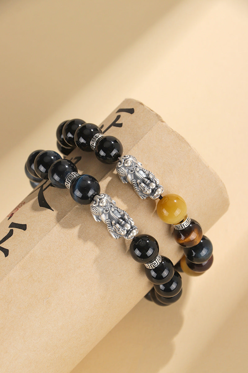 Black Agate Pixiu Wealth Protection Bracelet