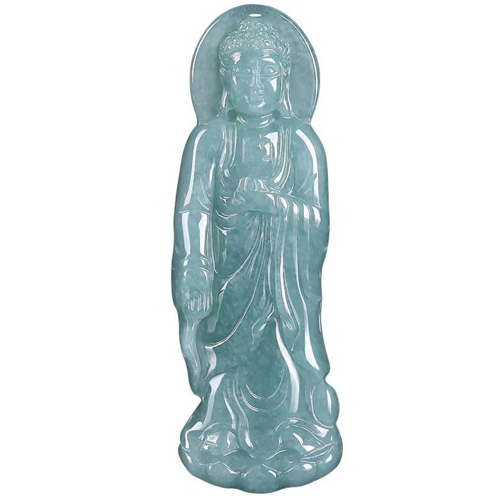 Tathagata Buddha Blue Ice Jade Pendant-Protection&Healing