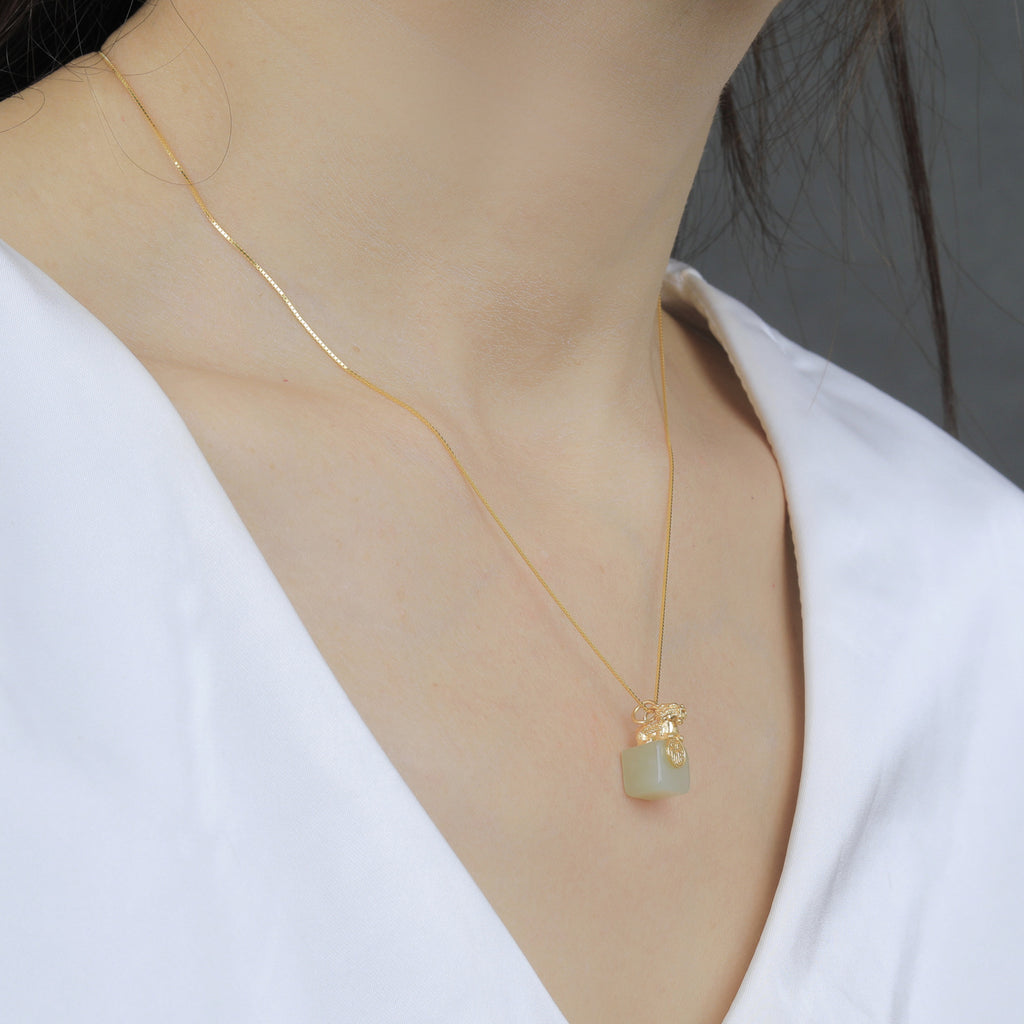 White Jade Pixiu Wealth Necklace