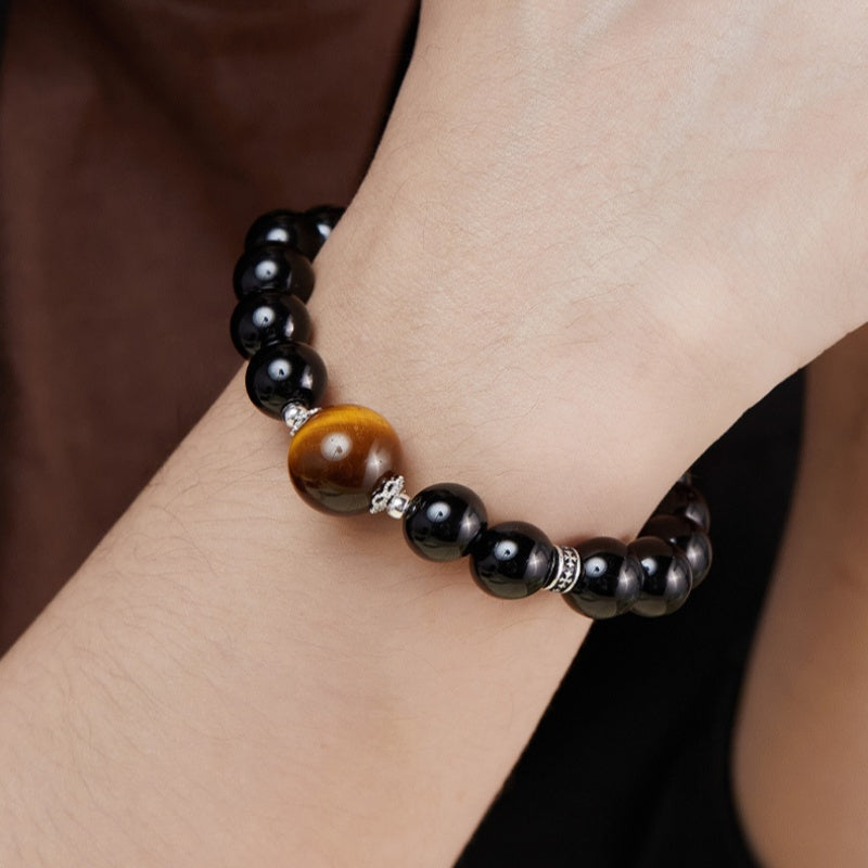 Snake Obsidian and Tiger's Eye Bracelet-Graceful Momentum