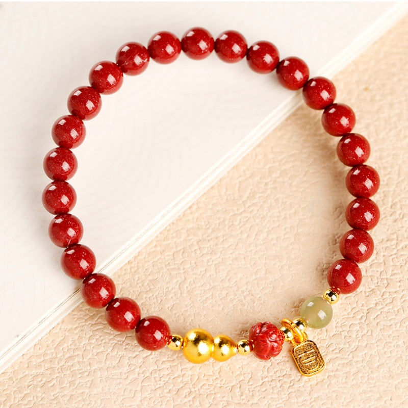 Cinnabar Lotus Jade Bead Bracelet-Poised for Better Turns