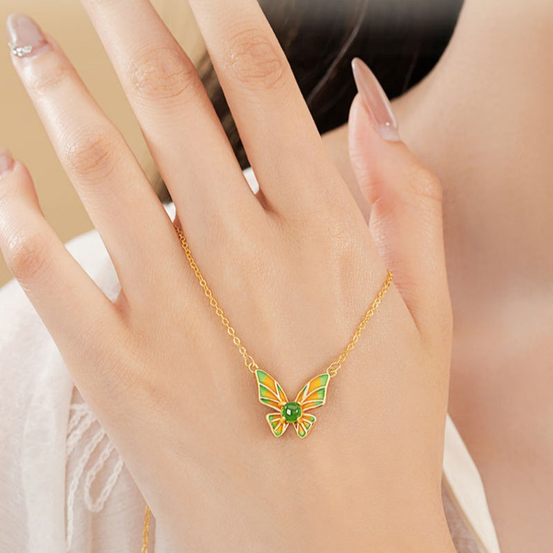Butterfly Nephrite Jade Necklace-Gentle Transformation