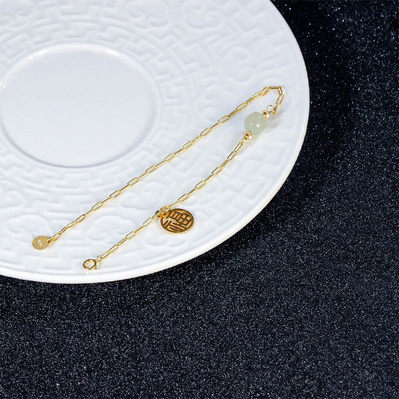 Hetian Jade Bracelet-Double Happiness