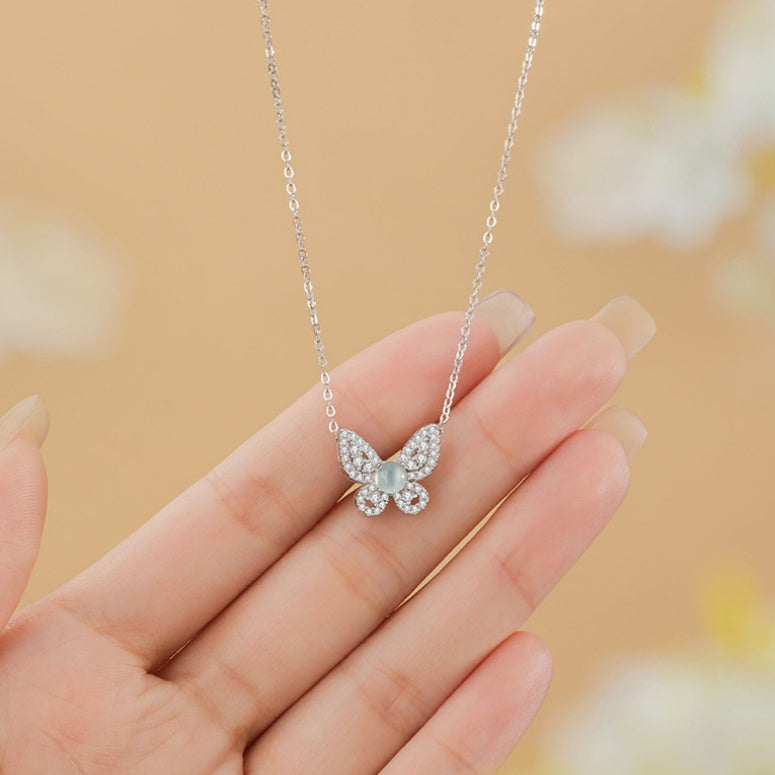 Butterfly Jadeite Sterling Silver Necklace-A Little Room to Dream