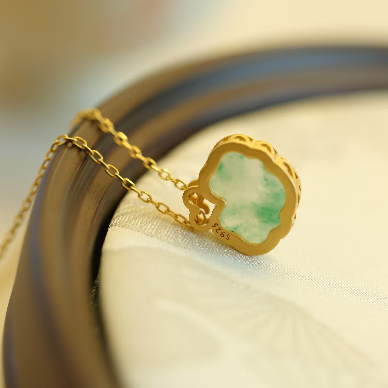 Auspicious Clouds Natural Emerald Necklace-Attract Wealth