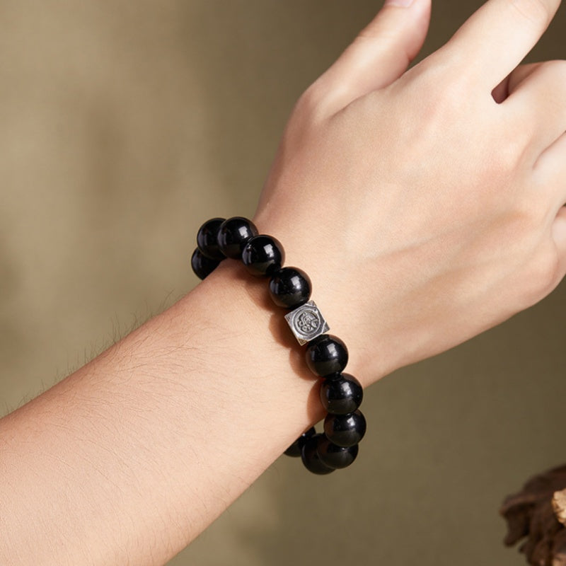 Obsidian Bead Stretch Bracelet-Awakened Core