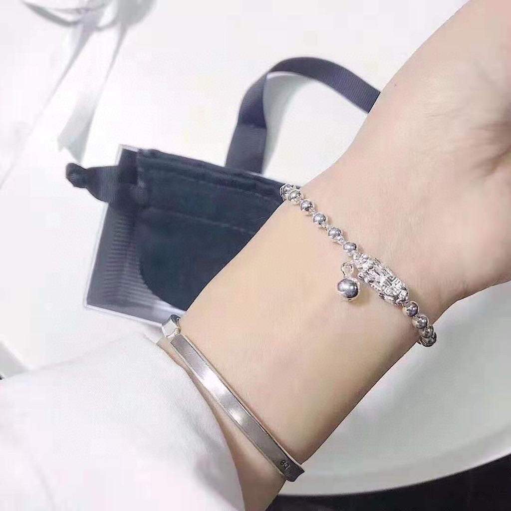Pixiu Sterling Silver Bead Bracelet-Prosperity & Protection