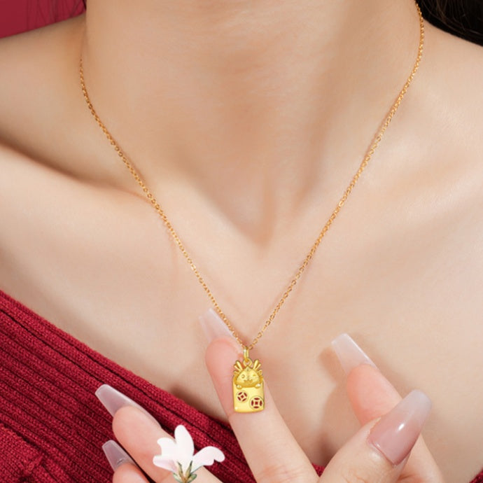 Little Dragon Coin Necklace-Good Wishes Ahead