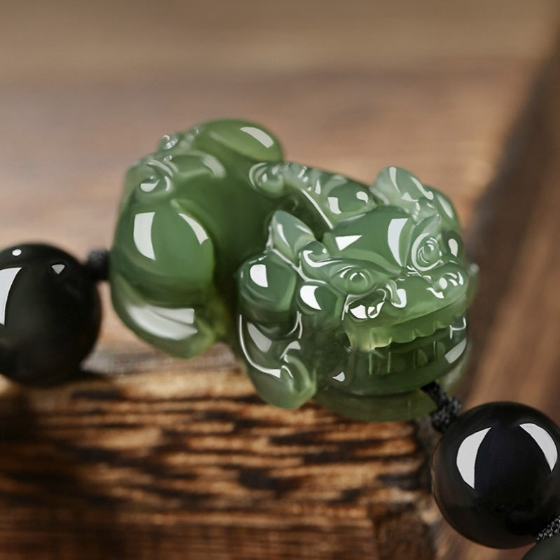 Hetian Jade Pixiu Obsidian Bracelet – Wealth Protection
