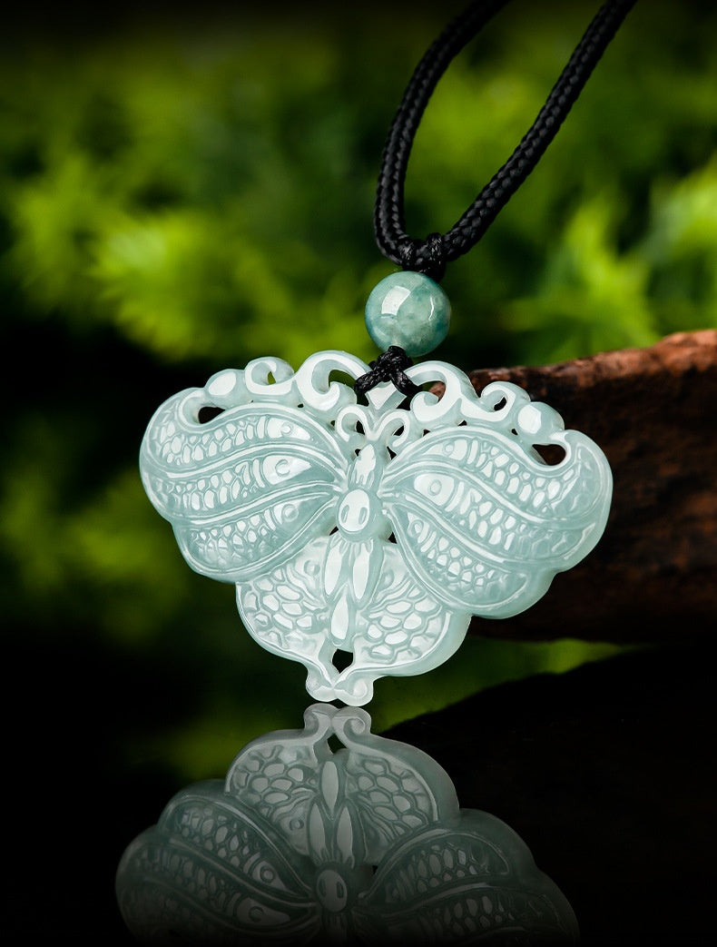 Serene Transformation Butterfly Jade Pendant-Whispers of the Azure Wing: A Soul’s Metamorphosis