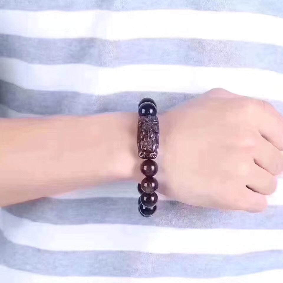 Grounded Protection-Golden Sheen Obsidian Pixiu Bracelet