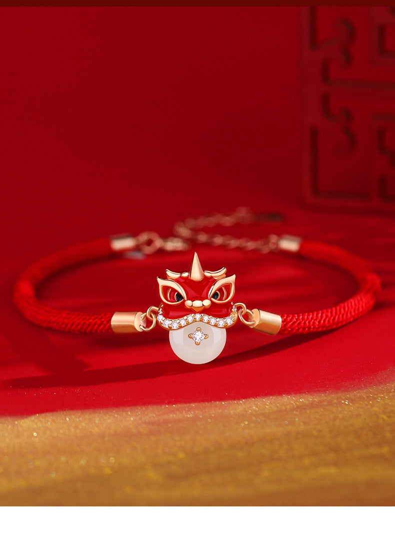 Rotes Fadenarmband – Fengshui Löwe