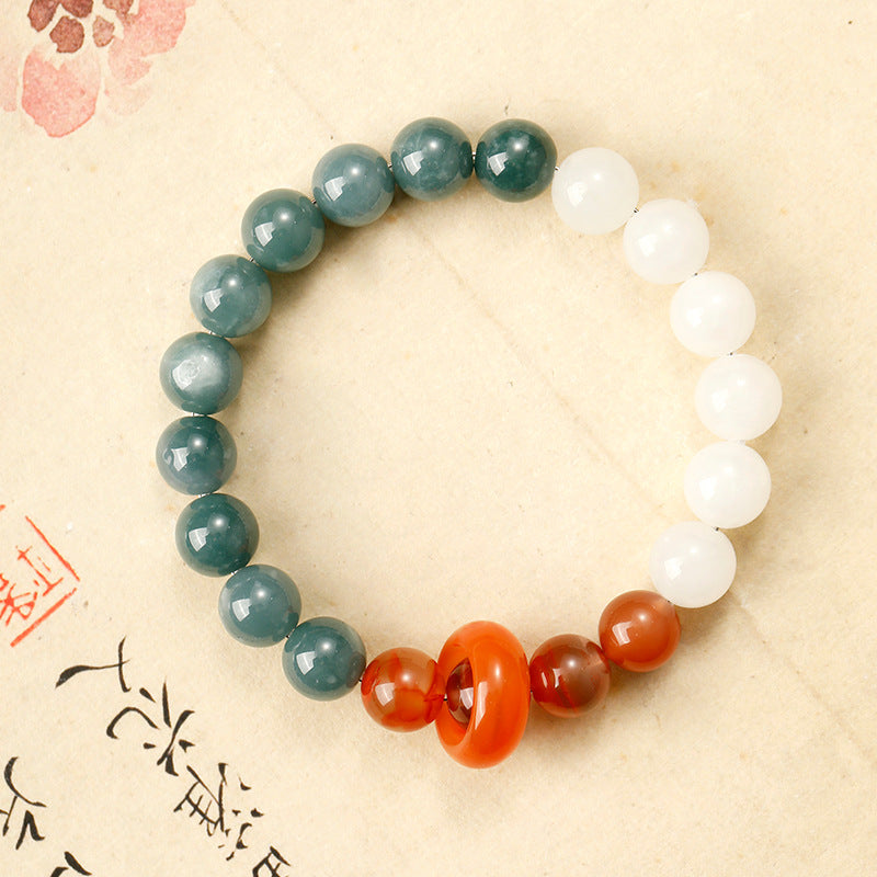 Red Agate Sliding Donut Jade Bracelet-Circles of Calm