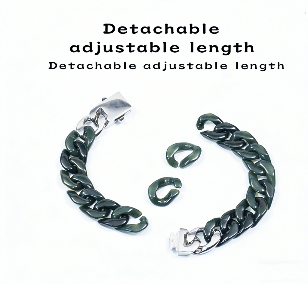 Urban Fusion Cuban Link Jade Bracelet-Detachable Adjustable Link Design