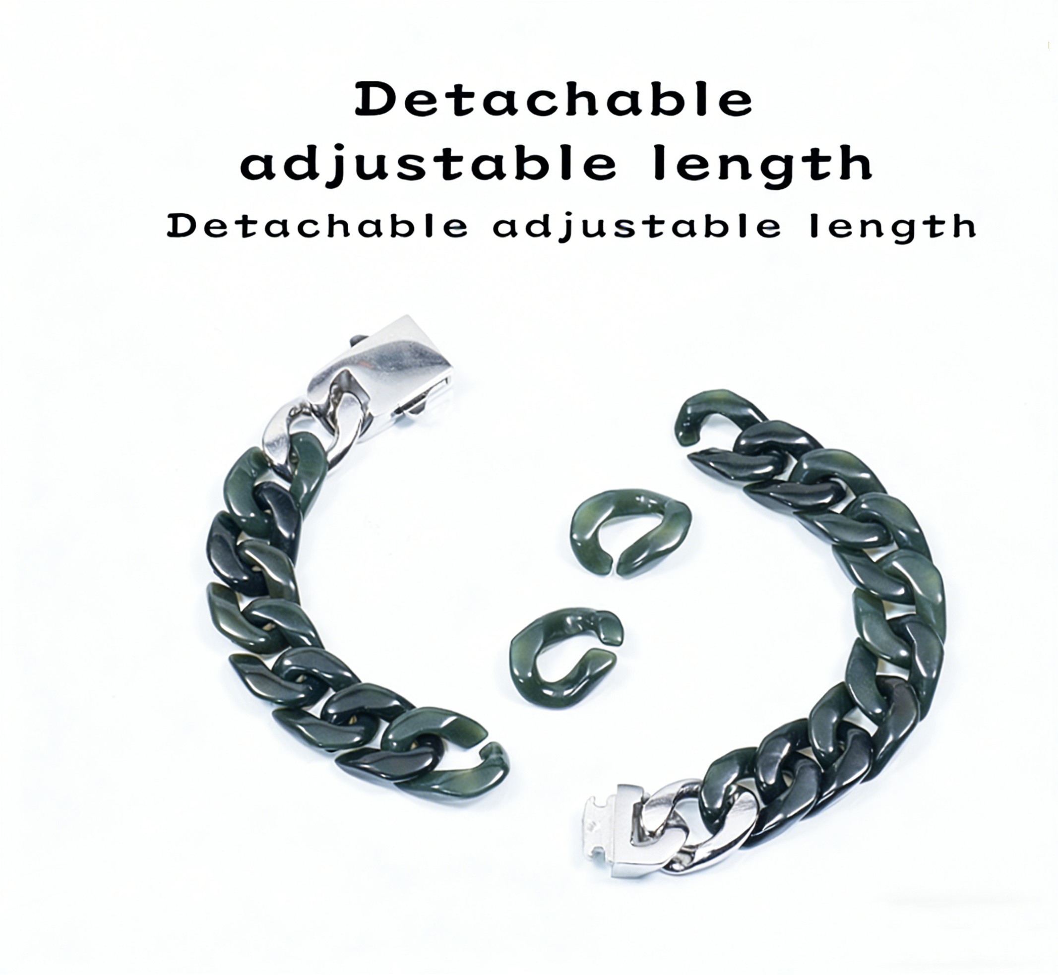 Urban Fusion Cuban Link Jade Bracelet-Detachable Adjustable Link Design