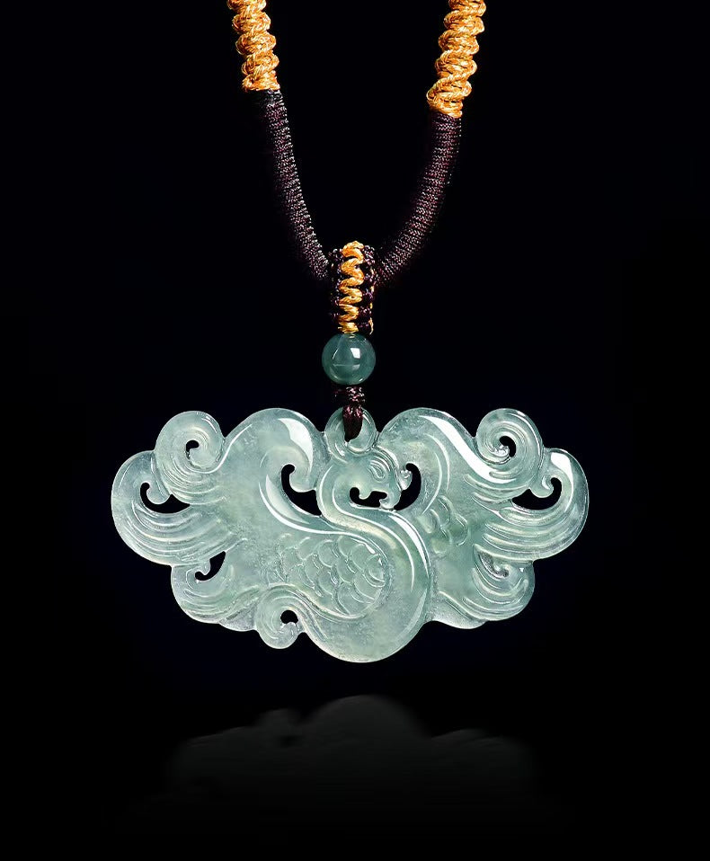 Ice Jade Phoenix Hand-Carved Pendant-Protection and Prosperity