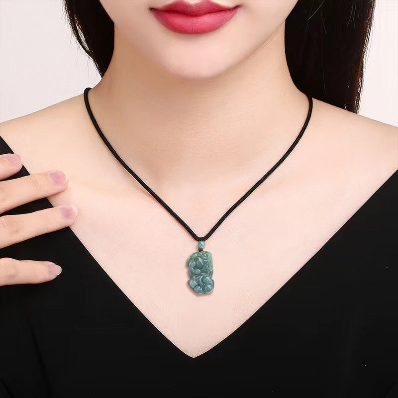 Pixiu Wealth Pendant-Natural Ice Jade/Pi Yao Pendant Necklace
