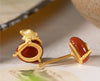 Red Agate Fortune Bag Earrings – 18K Gold-Plated Sterling Silver Studs