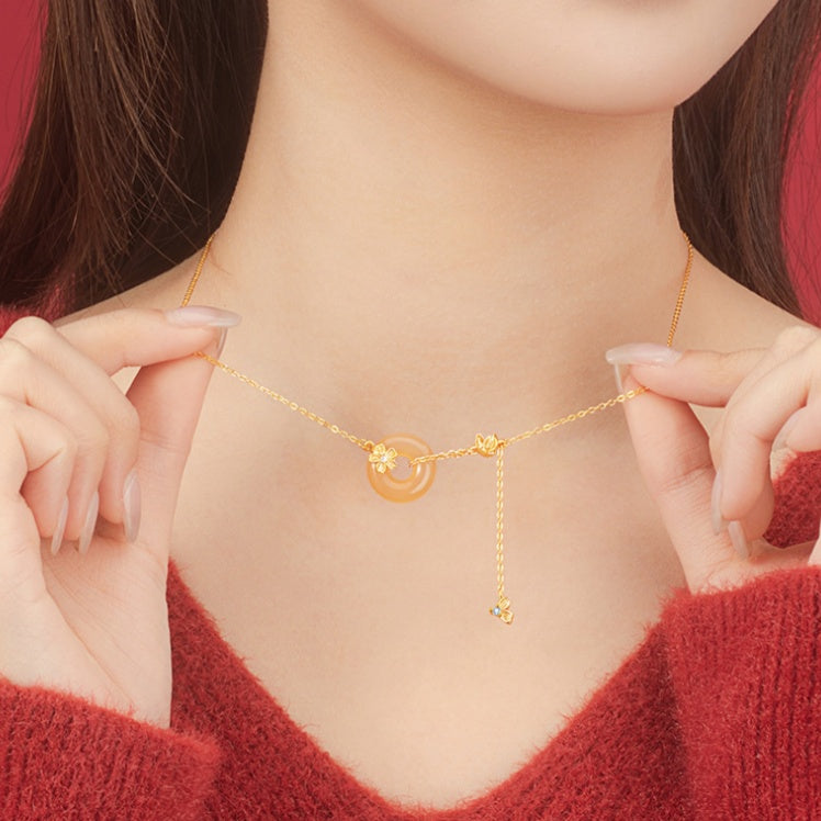 Butterfly Honey Orange Agate Necklace-Held in Love