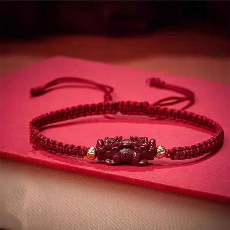 Cinnabar Pixiu Red String Bracelet-Attract Luck