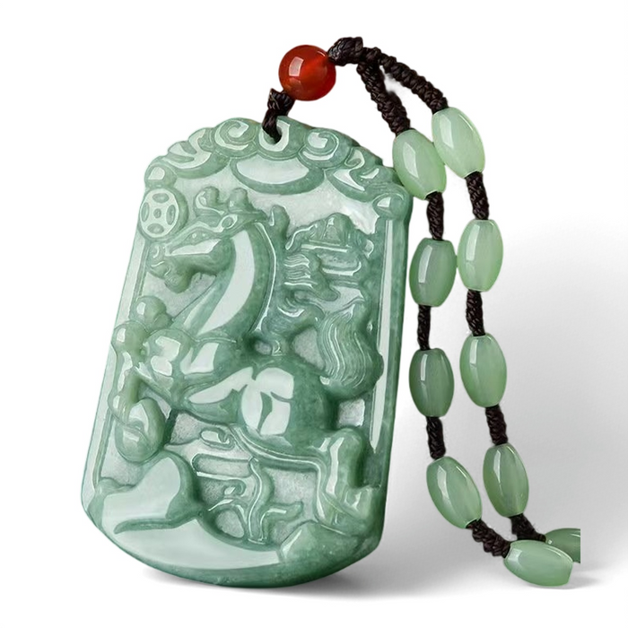 Natural Green Jade Horse Pendant – Symbol of Success & Strength