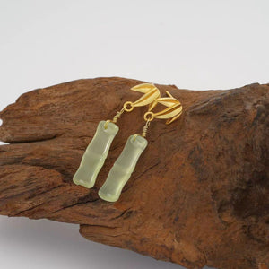 Ice Jade Bamboo Earrings-Prosperity Luck