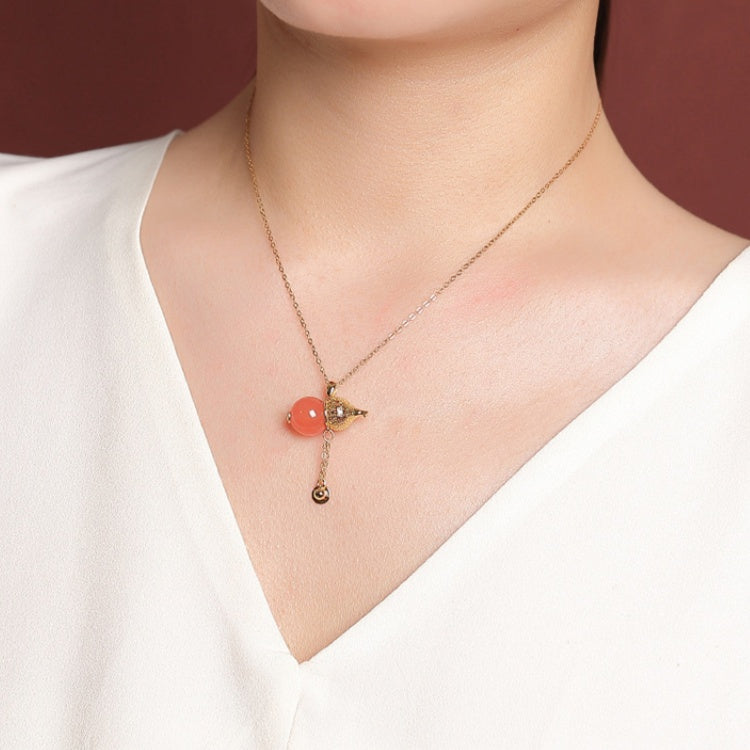 Natürliche Hetian-Jade-Kürbis-Goldanhänger-Halskette