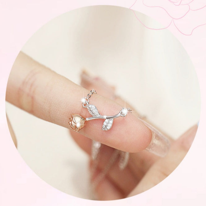 Rose Two Tone Necklace-Love in Bloom