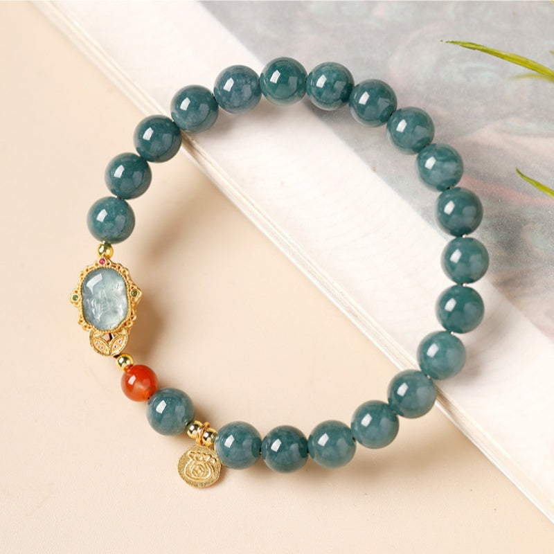 Blue Water Jadeite Pixiu Bracelet-Forward Intention