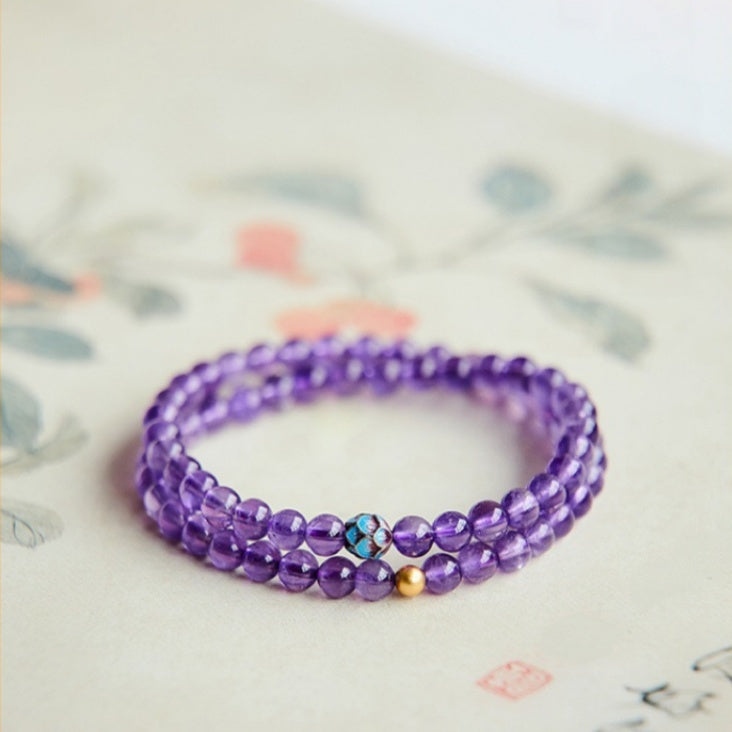 Armband mit 108 Buddha-Perlen aus natürlichem Amethyst