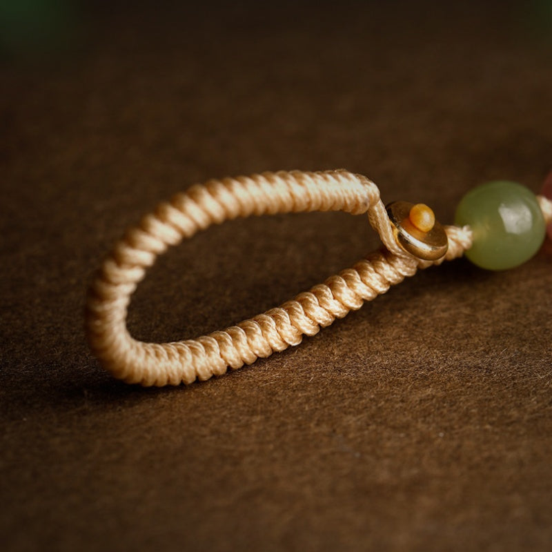 Peaceful Passage-White Jade Peace Lock Car Keychain
