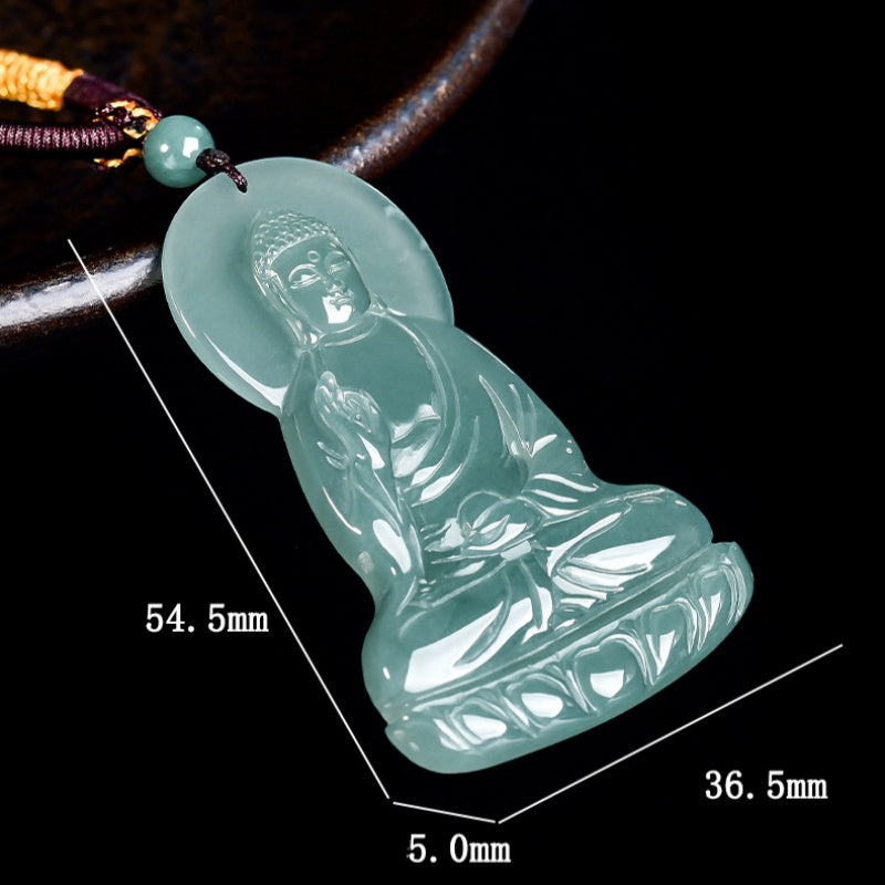 Infinite Light: Amitabha Buddha Jade Pendant-Peace, Compassion & Safe Journey