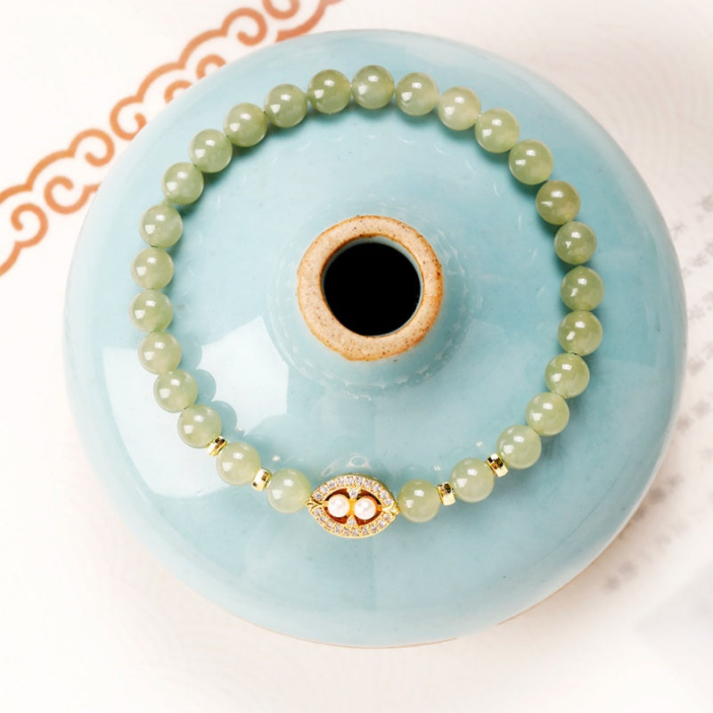 Hetian Jade Pearl Cluster Bracelet-Refined Balance