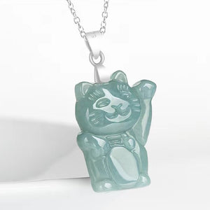 Maneki-neko Jade Necklace-Lucky Fortune Cat