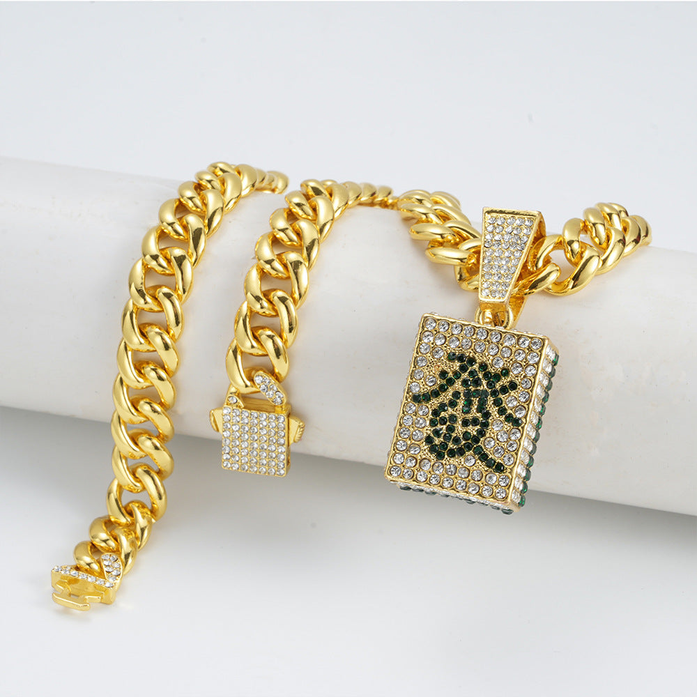 Fortune in Full-Cubic Zirconia Mahjong Tile Necklace