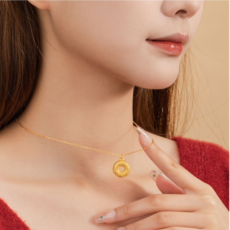 Fu Blessing Peace Disc Necklace-Good Fortune Alongside