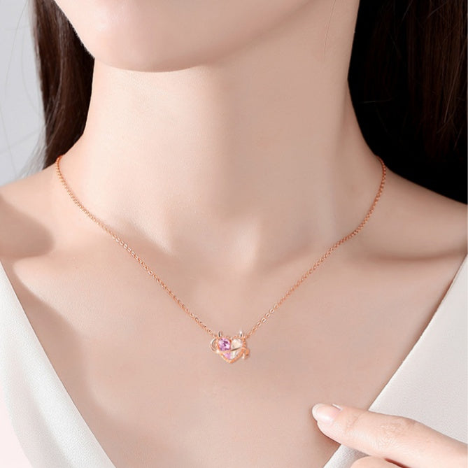 Pink Devil Heart Necklace-A Little Mischief
