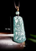 Blue Jadeite Landscape Pendant – Natural A-Grade Glutinous Variety Jade Carving