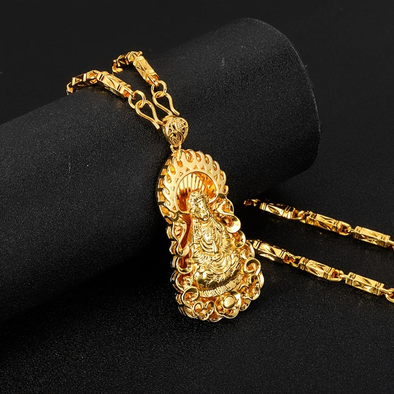 Guanyin 18K Gold Plated Pendant Necklace-Protection
