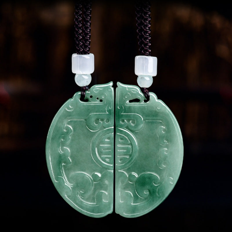 Balanced Together-Dragon & Phoenix Jade Couple Pendant