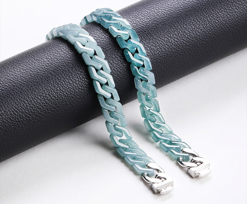 Blue Jade Cuban Bracelet-Confidence Connection