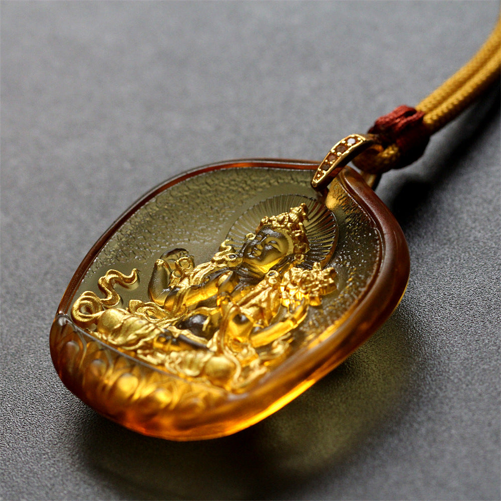 Sacred Compassion Four-Armed Guanyin Galze Pendant-Protection & Inner Strength
