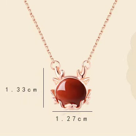 Yeaf of Dragon Red Agate Jewelry Set-Attract Good Luck