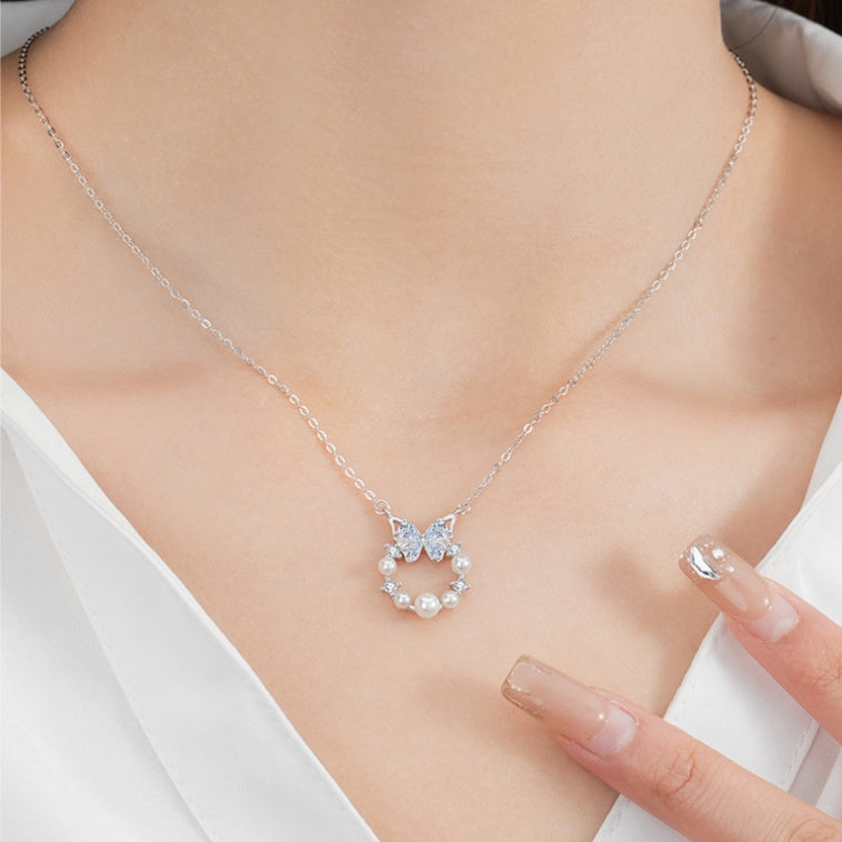 Butterfly Pearl Wreath Necklace-Sweet Love & Wishes