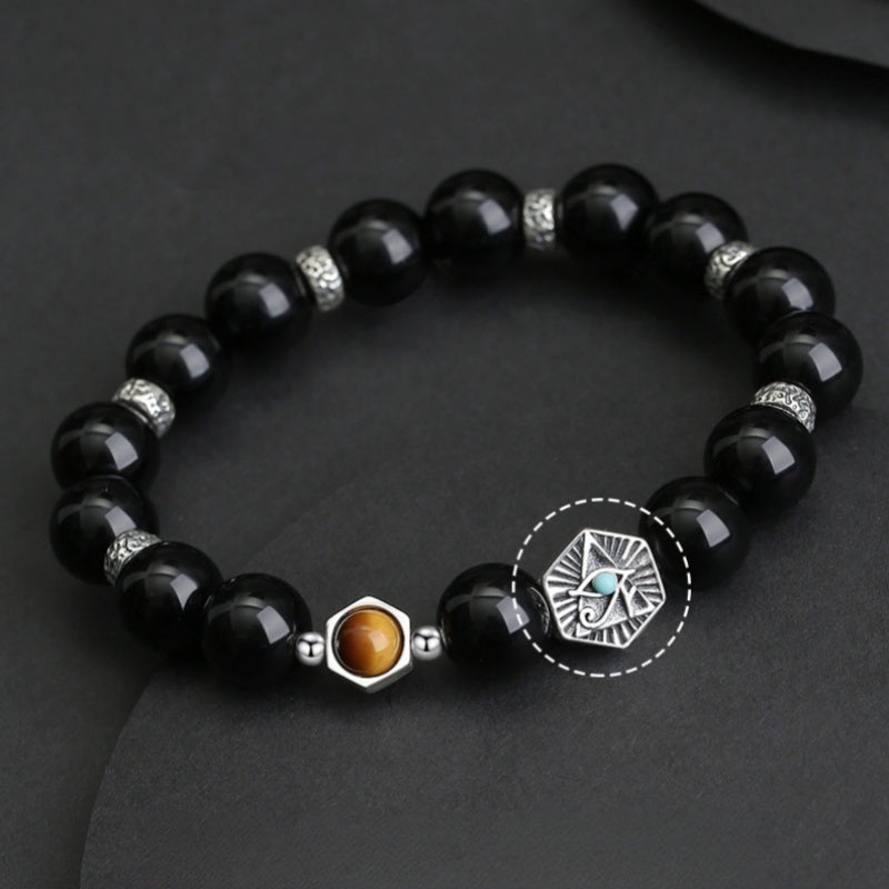 Eye of Providence Obsidian Tiger's Eye Bracelet-Modern Insight