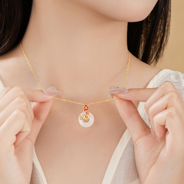 Peace & Good Fortune-Koi Fish Chalcedony Necklace