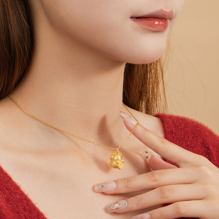 Prosperity and Fulfillment-Golden Lucky Cat Necklace